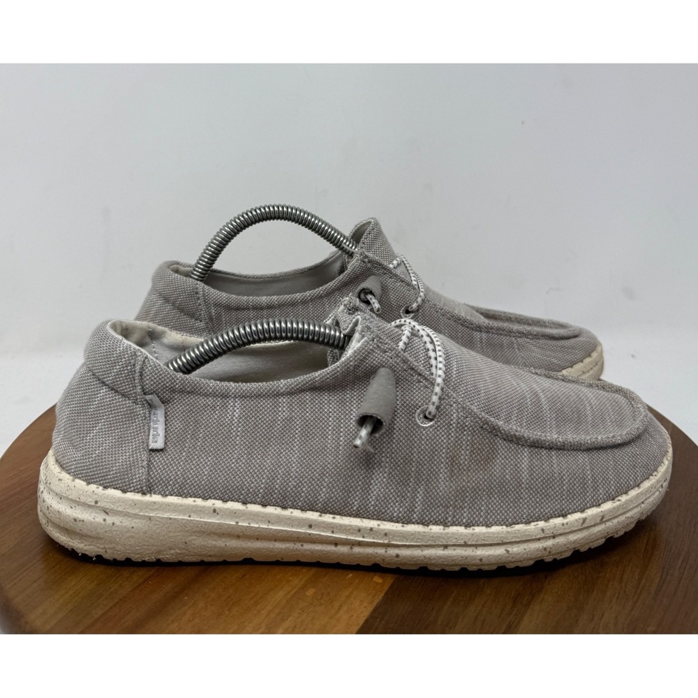 Hey Dude Wrndy Canvas Slip On Shoes Grey Womens Sz 7 Casual Comfort Lightweight